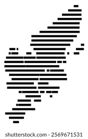 Symbol Map of the Island Isle of Lewis (United Kingdom) showing the island with horizontal black lines