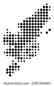 Symbol Map of the Island Isle of Lewis (United Kingdom) showing the island with just a few black dots