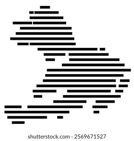 Symbol Map of the Island Isle of Mull (United Kingdom) showing the island with horizontal black lines