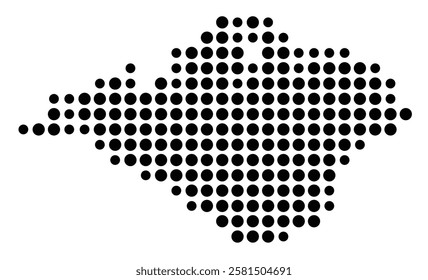 Symbol Map of the Island Isle of Wight (United Kingdom) showing the island with just a few black dots