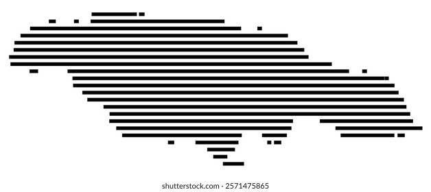 Symbol Map of the Island Jamaica (Jamaica) showing the island with horizontal black lines