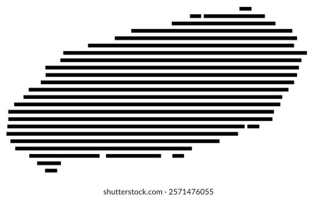 Symbol Map of the Island Jeju (South Korea) showing the island with horizontal black lines