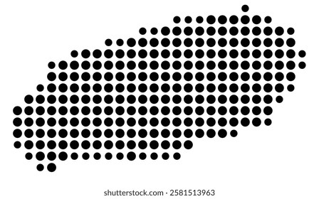 Symbol Map of the Island Jeju (South Korea) showing the island with just a few black dots