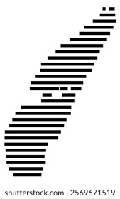 Symbol Map of the Island Jura (United Kingdom) showing the island with horizontal black lines