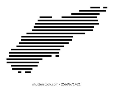 Symbol Map of the Island Kasos (Greece) showing the island with horizontal black lines