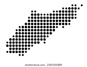 Symbol Map of the Island Kasos (Greece) showing the island with just a few black dots