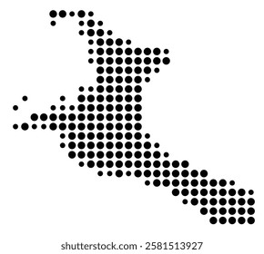 Symbol Map of the Island Kiritimati (Kiribati) showing the island with just a few black dots