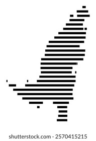 Symbol Map of the Island Ko Yao Noi (Thailand) showing the island with horizontal black lines