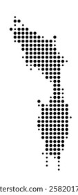 Symbol Map of the Island Ko Yao Yai (Thailand) showing the island with just a few black dots