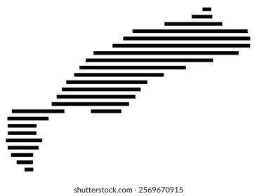 Symbol Map of the Island Kos (Greece) showing the island with horizontal black lines