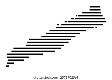 Symbol Map of the Island La Desirade (France) showing the island with horizontal black lines