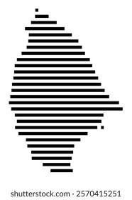 Symbol Map of the Island La Digue (Seychelles) showing the island with horizontal black lines