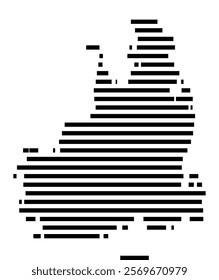 Symbol Map of the Island La Maddalena (Italy) showing the island with horizontal black lines