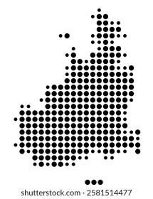 Symbol Map of the Island La Maddalena (Italy) showing the island with just a few black dots