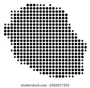 Symbol Map of the Island La Reunion (France) showing the island with just a few black dots