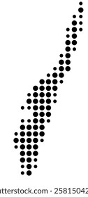 Symbol Map of the Island Langeland (Denmark) showing the island with just a few black dots