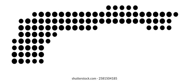 Symbol Map of the Island Langeoog (Germany) showing the island with just a few black dots