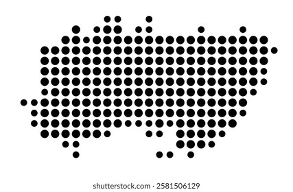 Symbol Map of the Island Lastovo (Croatia) showing the island with just a few black dots