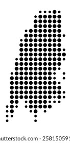 Symbol Map of the Island Lefkada (Greece) showing the island with just a few black dots