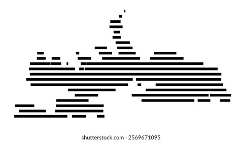 Symbol Map of the Island Levitha (Greece) showing the island with horizontal black lines