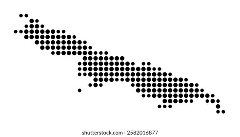 Symbol Map of the Island Little Exuma (Bahamas) showing the island with just a few black dots