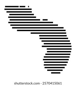 Symbol Map of the Island Loh (Vanuatu) showing the island with horizontal black lines