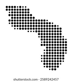 Symbol Map of the Island Loh (Vanuatu) showing the island with just a few black dots