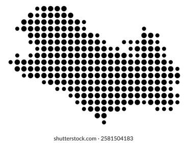 Symbol Map of the Island Lolland (Denmark) showing the island with just a few black dots