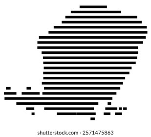Symbol Map of the Island Lombok (Indonesia) showing the island with horizontal black lines