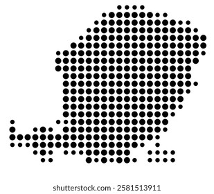 Symbol Map of the Island Lombok (Indonesia) showing the island with just a few black dots