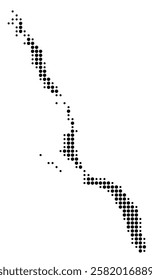 Symbol Map of the Island Long (Bahamas) showing the island with just a few black dots