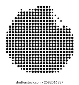 Symbol Map of the Island Mago (Fiji) showing the island with just a few black dots