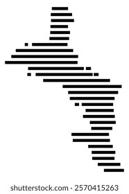 Symbol Map of the Island Mahe (Seychelles) showing the island with horizontal black lines