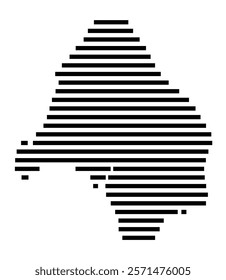 Symbol Map of the Island Mai'ao (French Polynesia) showing the island with horizontal black lines