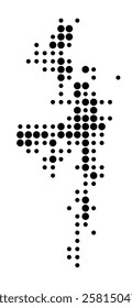 Symbol Map of the Island Mainland (United Kingdom) showing the island with just a few black dots