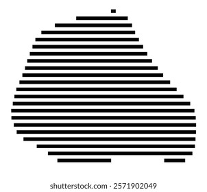 Symbol Map of the Island Mangaia (Cook Islands) showing the island with horizontal black lines