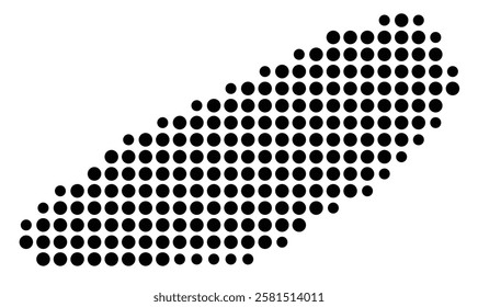 Symbol Map of the Island Manihi (French Polynesia) showing the island with just a few black dots