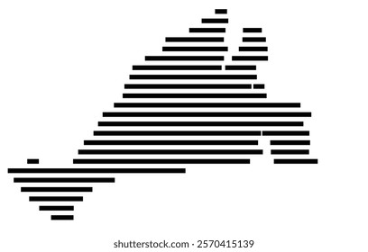 Symbol Map of the Island Martha's Vineyard (United States) showing the island with horizontal black lines