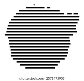 Symbol Map of the Island Mere Lava (Vanuatu) showing the island with horizontal black lines