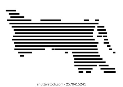 Symbol Map of the Island Middle Caicos (Turks and Caicos Islands) showing the island with horizontal black lines