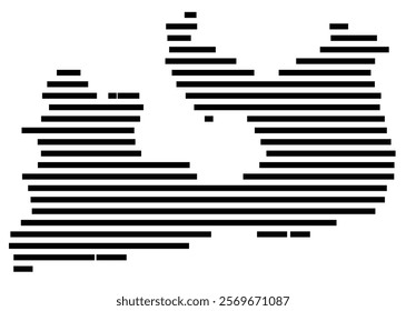 Symbol Map of the Island Milos (Greece) showing the island with horizontal black lines