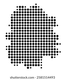 Symbol Map of the Island Montecristo (Italy) showing the island with just a few black dots