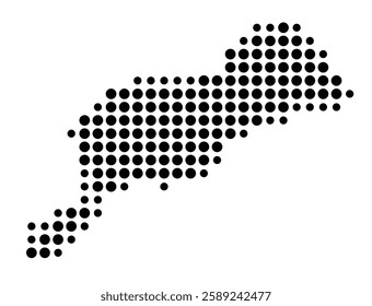 Symbol Map of the Island Moso (Vanuatu) showing the island with just a few black dots