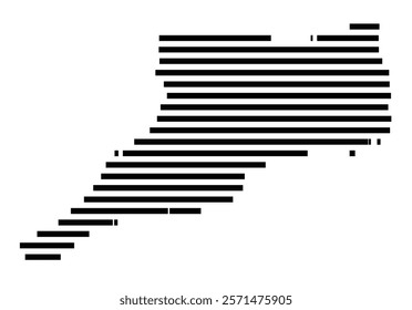 Symbol Map of the Island Mota Lava (Vanuatu) showing the island with horizontal black lines