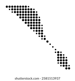 Symbol Map of the Island Nikunau (Kiribati) showing the island with just a few black dots