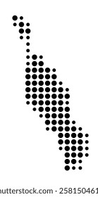 Symbol Map of the Island Nolsoy (Faroe Islands) showing the island with just a few black dots