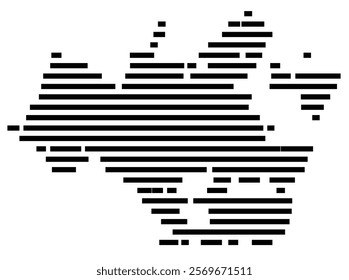 Symbol Map of the Island North Uist (United Kingdom) showing the island with horizontal black lines