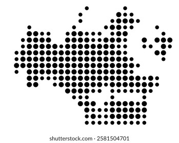 Symbol Map of the Island North Uist (United Kingdom) showing the island with just a few black dots