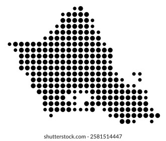 Symbol Map of the Island O'ahu (United States) showing the island with just a few black dots