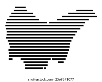 Symbol Map of the Island Othonoi (Greece) showing the island with horizontal black lines
